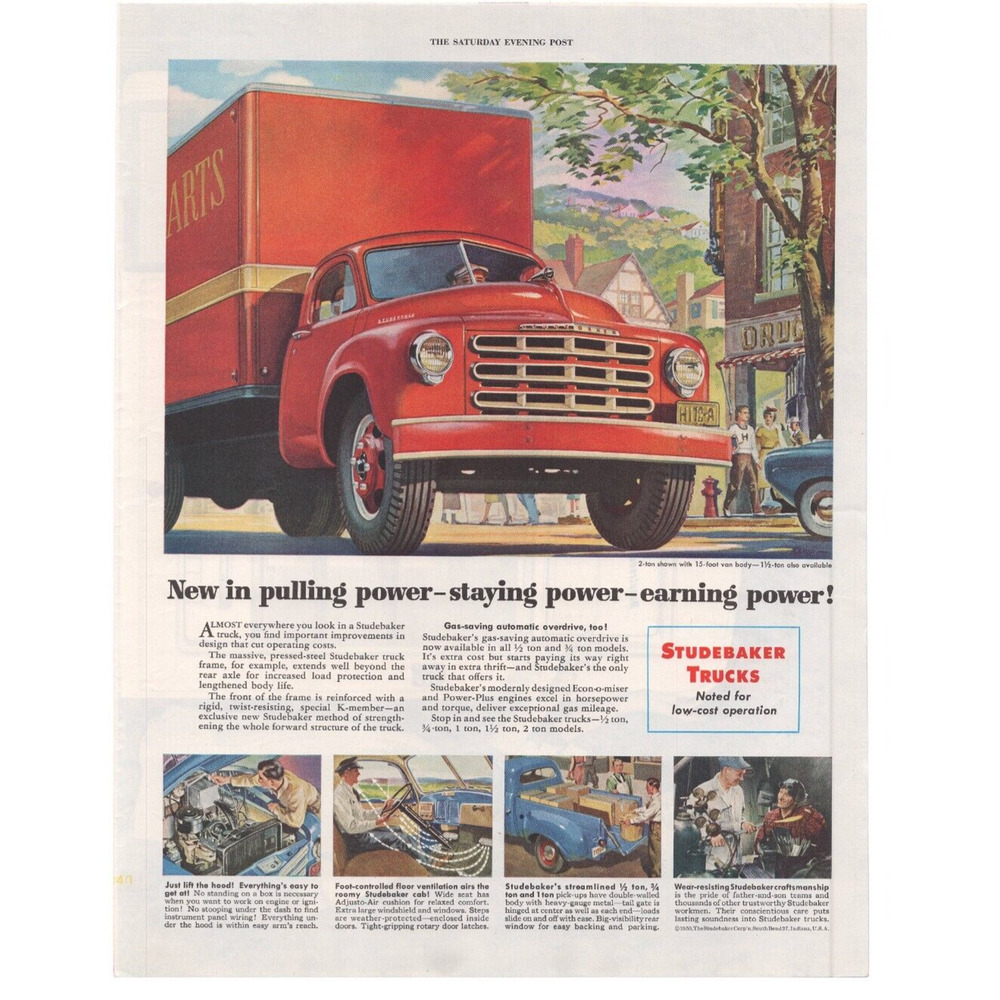 Studebaker Truck Magazine Advertisement 19502 Vintage Original Color Automobilia